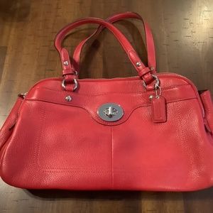Coach Red Leather Tote with COA